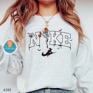 Halloween Skeleton Pumpkin Fall Season Shirt Sweatshirt Retro grey nke witch